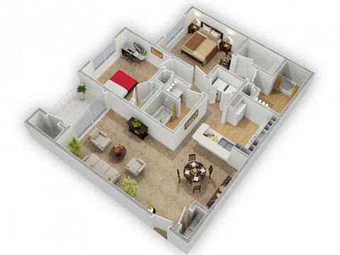 Floor plan for 2 beds, 2 baths, 1106 sqft